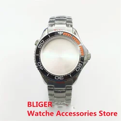 BLIGER 41mm Silver Strap Stainless Steel  Sapphire Glass Orange Ceramic Bezel  Fit NH34NH35ETA2836 PT5000 8215 2813 Movement