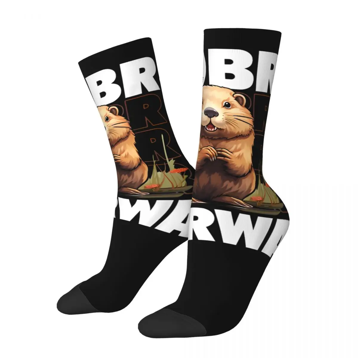 Happy Funny Men's compression Socks Slick As Grease Vintage Harajuku Bobr Kunwa Funny Beaver Hip Hop Novelty Casual Crew Crazy