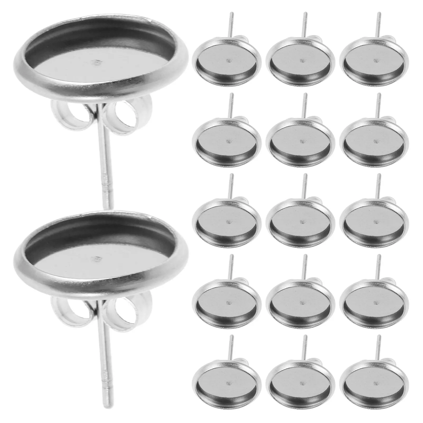 

180Pcs 6mm Flat Round Stainless Steel Bezel Tray Earring Blanks for DIY Stud Earrings and Jewelry Projects Bezel Tray Base