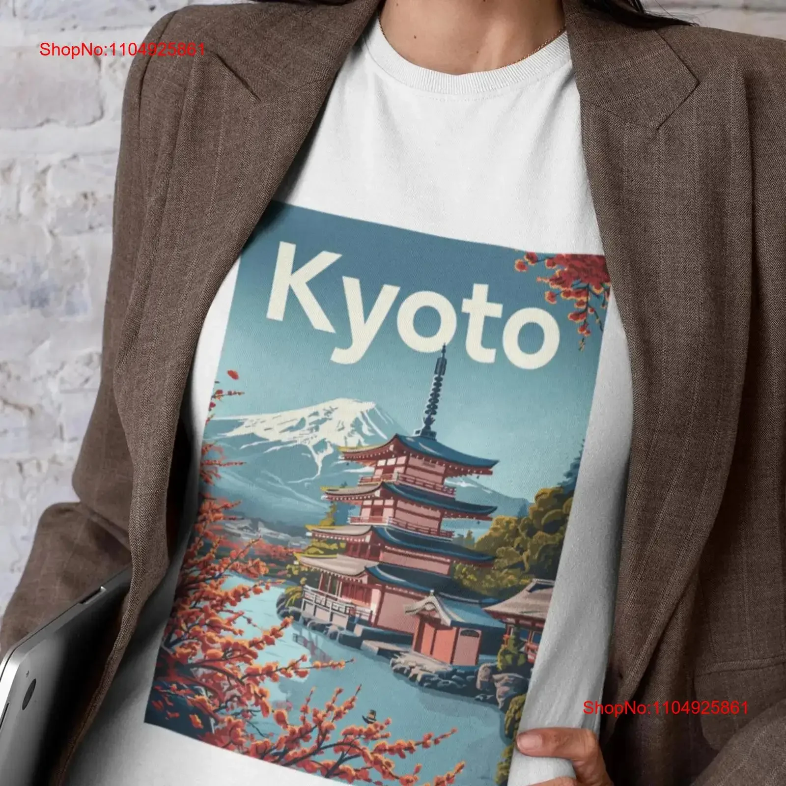 Kyoto T Shirt Vintage Travel Poster Print vintage Washed homme streetwear Stretched Stylish fashion designer clothes Unisex