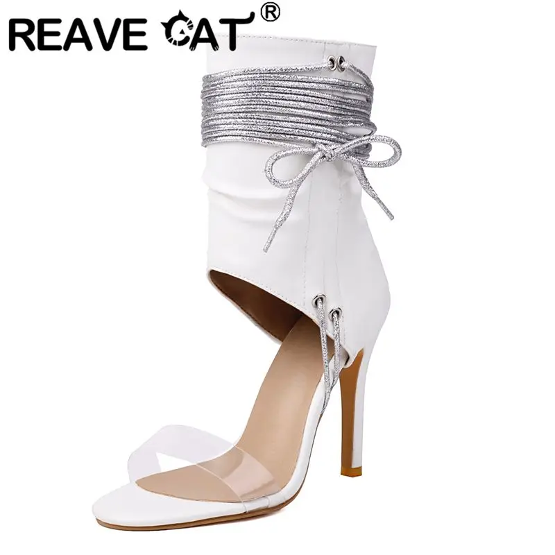 

REAVE CAT 2025 Luxury Sexy Women Sandals Peep Toe Stiletto 10.5cm Lace Up Big Size 45 46 47 48 Fashion Party Shoes Thin Heels