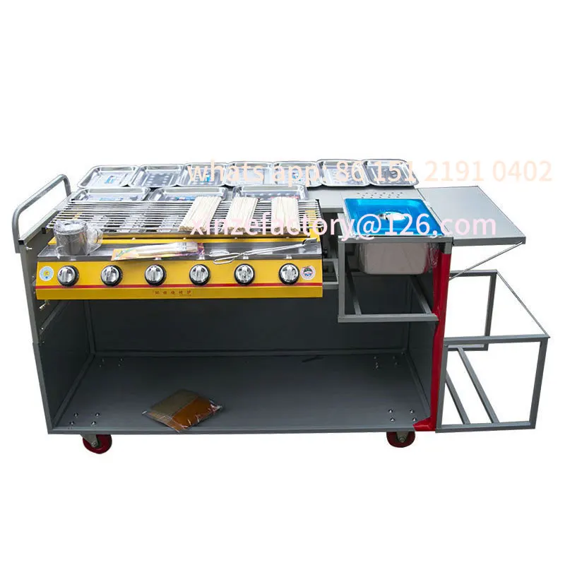 

Customizable Gas Smokeless BBQ Grill Snack Car Equipment Mobile Food Truck Frying Equipment Stall Car