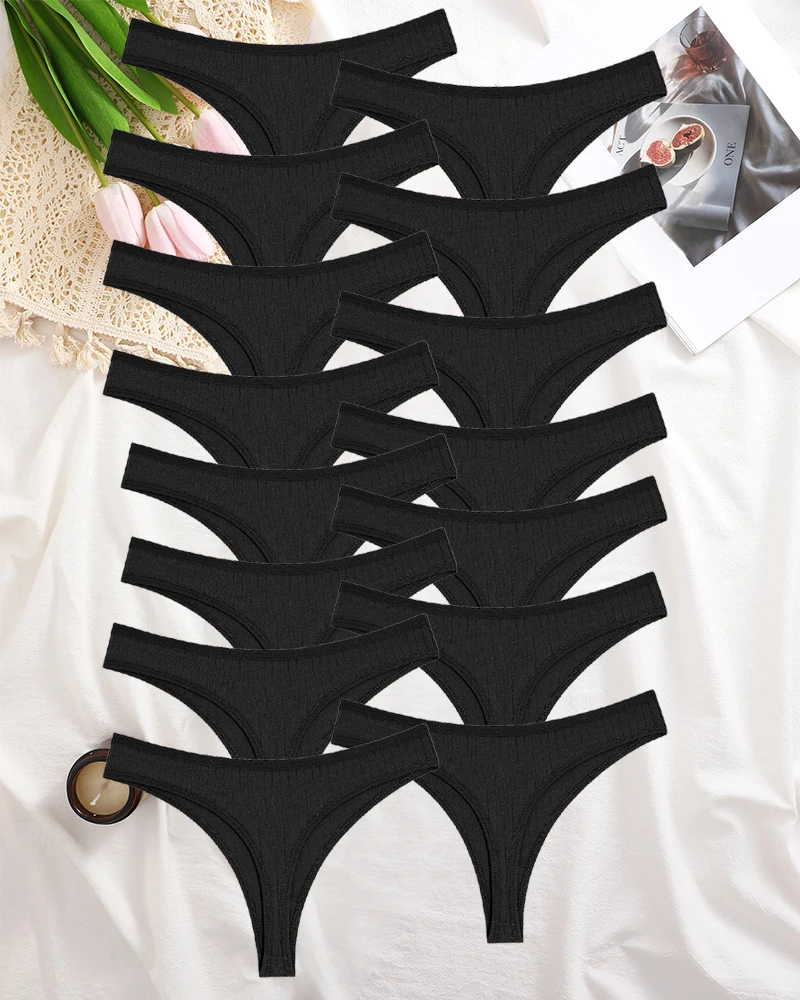 15Pcs Baumwolle Höschen G-String Frauen Höschen Sexy Unterwäsche Weibliche Dessous Tanga Slip für Frau Einfarbig Intime Pantys