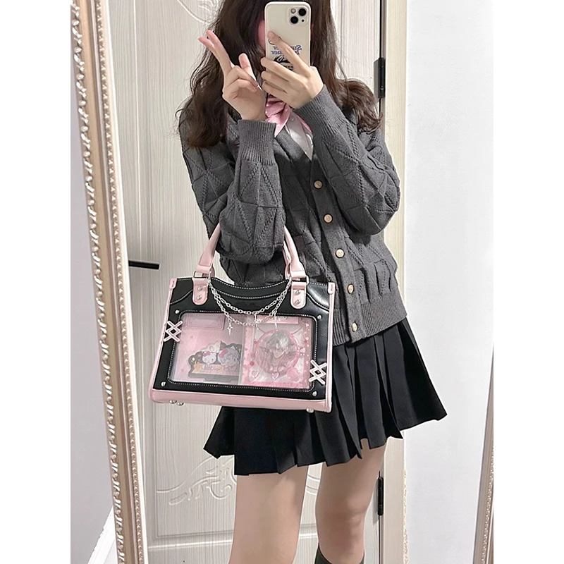 HAEX Lolita Women Ita Bags Fashion 2024 Patchwork E Girl Crossbody Shoulder Cool Bags Individuality Subculture DIY Bolso Mujer