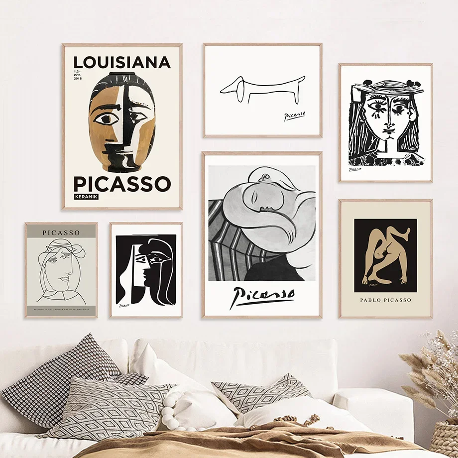 

Abstract Line Woman Face Bird Dog Picasso Wall Art Canvas Painting Nordic Living Room Decor Modern Posters And Prints