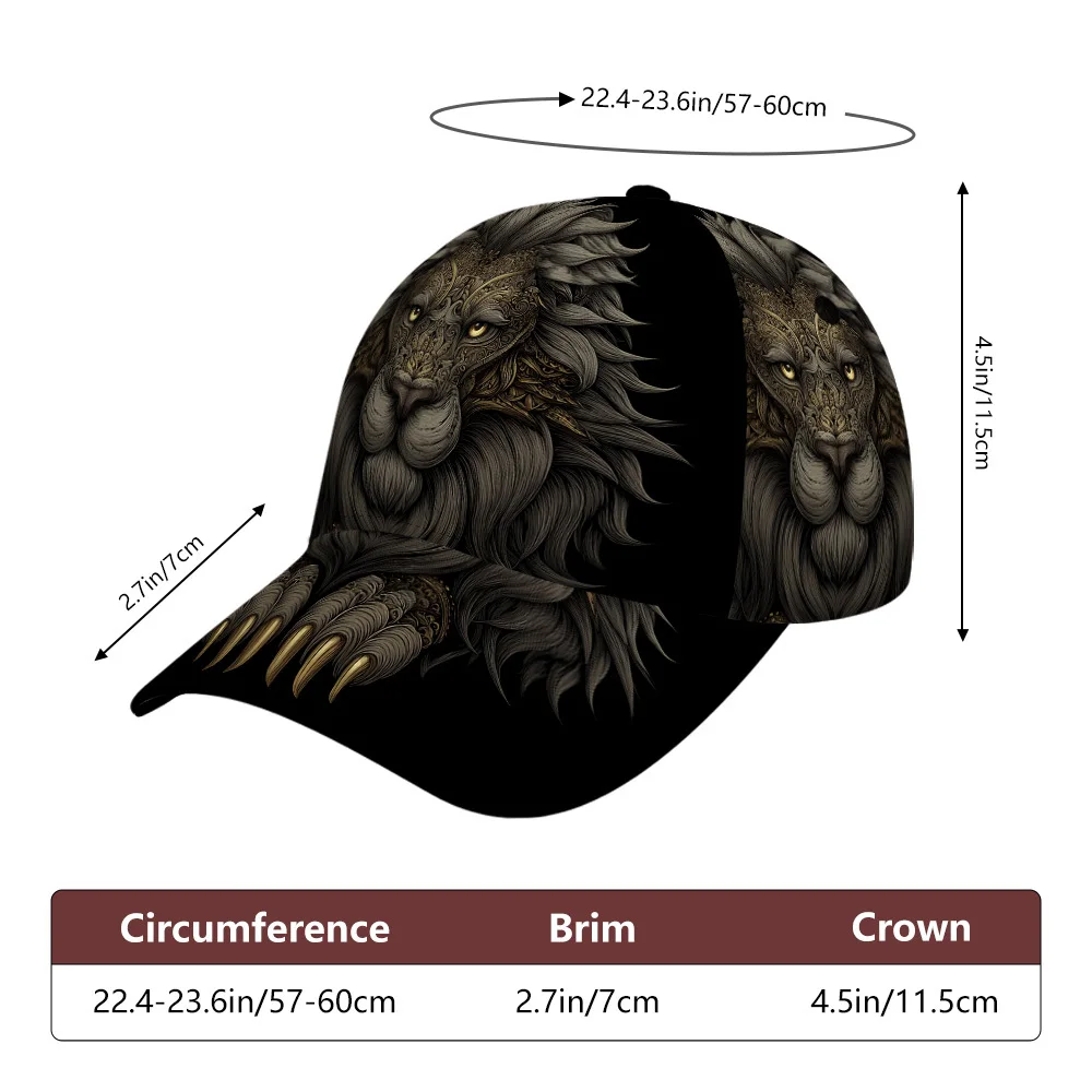 Unisex Lion Print Baseball Cap Suitable for Birthdays Graduation Gifts Teacher' Day Adjustable Snapback Lightweight Breathable