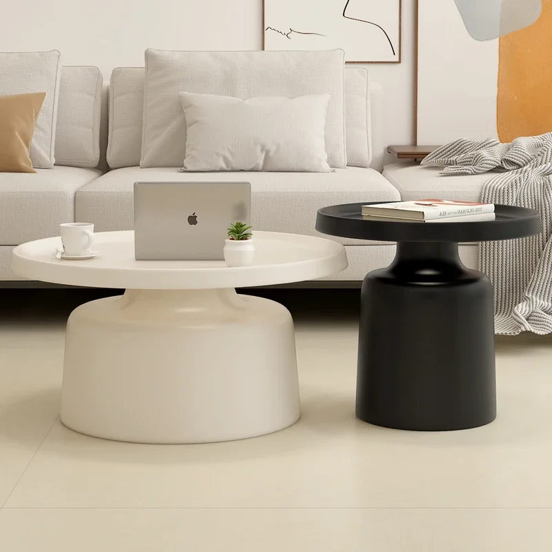 Round Metal Modern Side Table Simple Black White Center Home Coffee Table Hotel Apartamento Tavolino Da Salotto Furniture