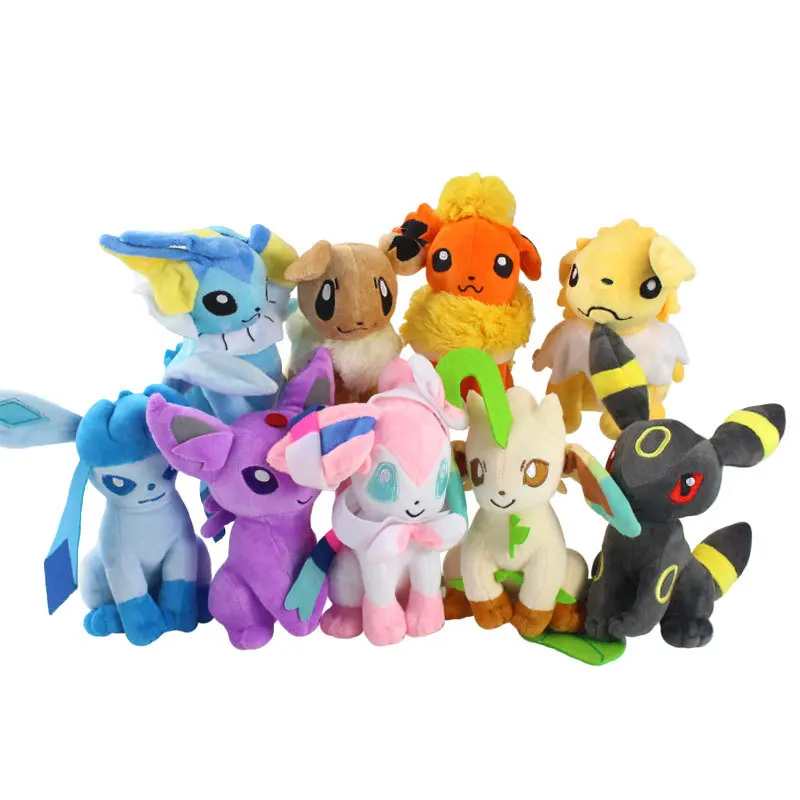Newest Big Size Flareon Vaporeon Peluche Dolls Pokemon Eevee Family Plush Stuffed Dolls Sylveon Leafeon Jolteon Collection Toys