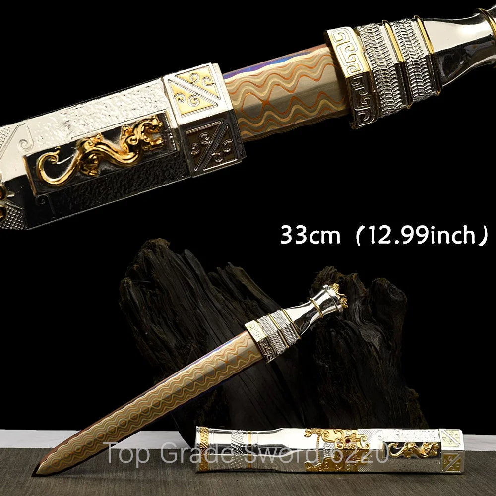 Top Sword Collectibles Folding Purple Copper Clip Carbon Damascus Steel Blade Hand Carved  Gilded Parts Full Tang Handmade Gift