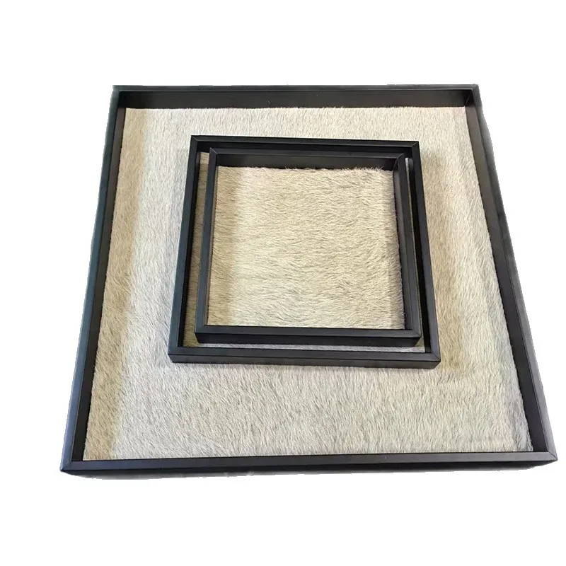 

Medieval black leather hemming leather horsehair tray