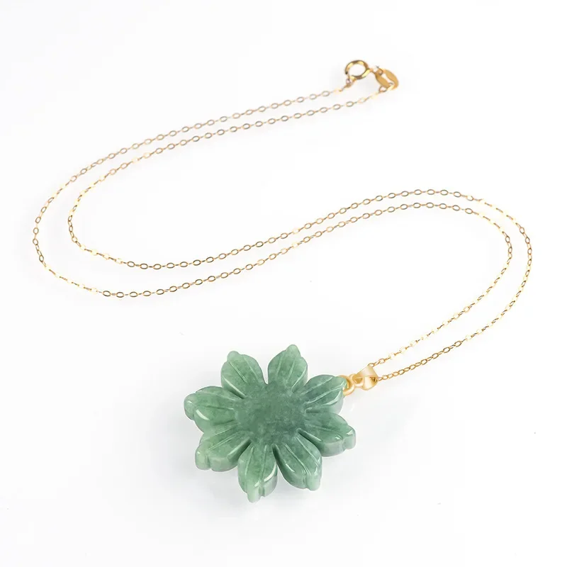 

Ade Sunflower Pendant Necklace S925 Silver Buckle Silver Chain Women's Jade Pendant Jade Ware Soothing Improve Sleep Accessories