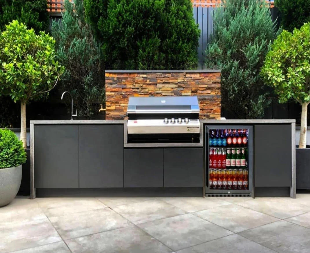 FOODLINE Outdoor Kitchen Island With Pull Out Cutting Board For Campsite Backyard BBQ Use