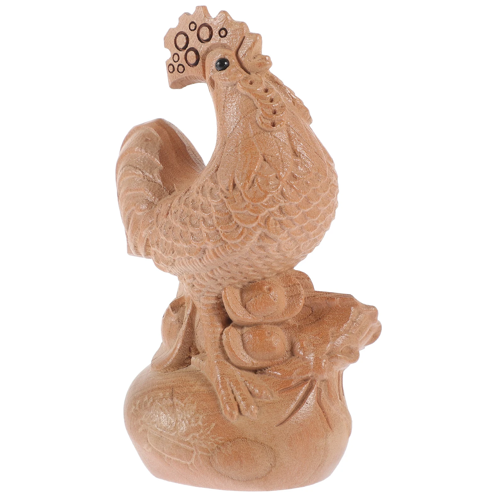 

Wooden Rooster Ornament Handcrafted Chicken Decoration Home Office Desk Decor Wood Animal Statue