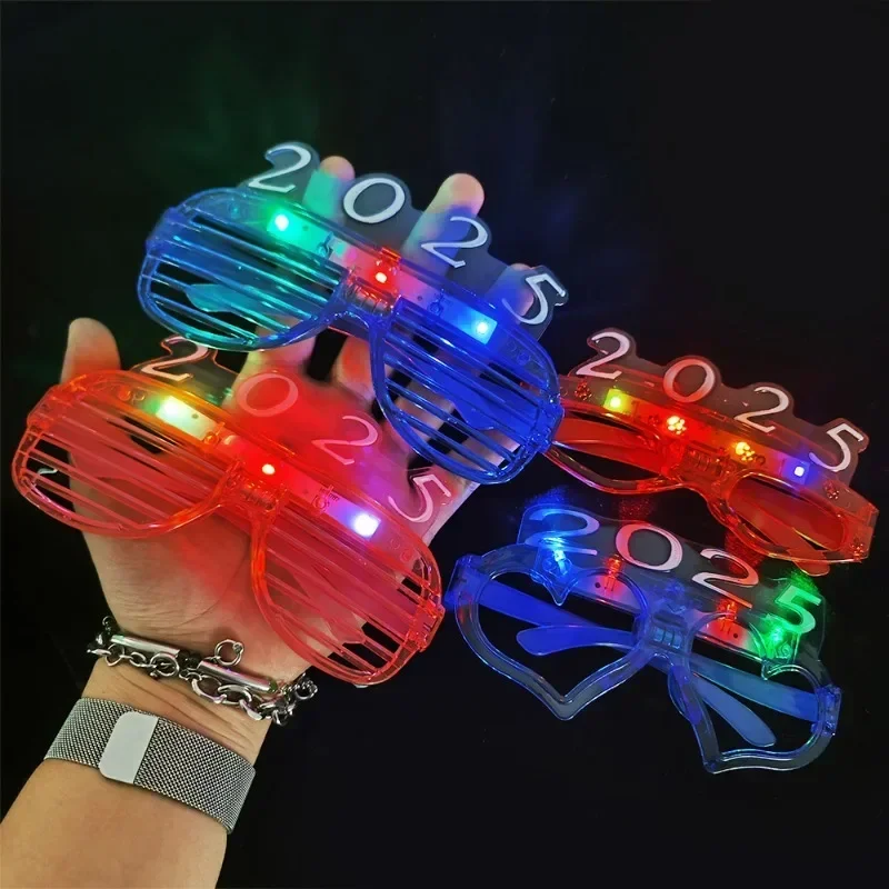 1/10PCS 2025 LED Flashing Glasses Glow in The Dark Neon Glasses Christmas Night Glow Prop for New Year Xmas Party Luminous Decor