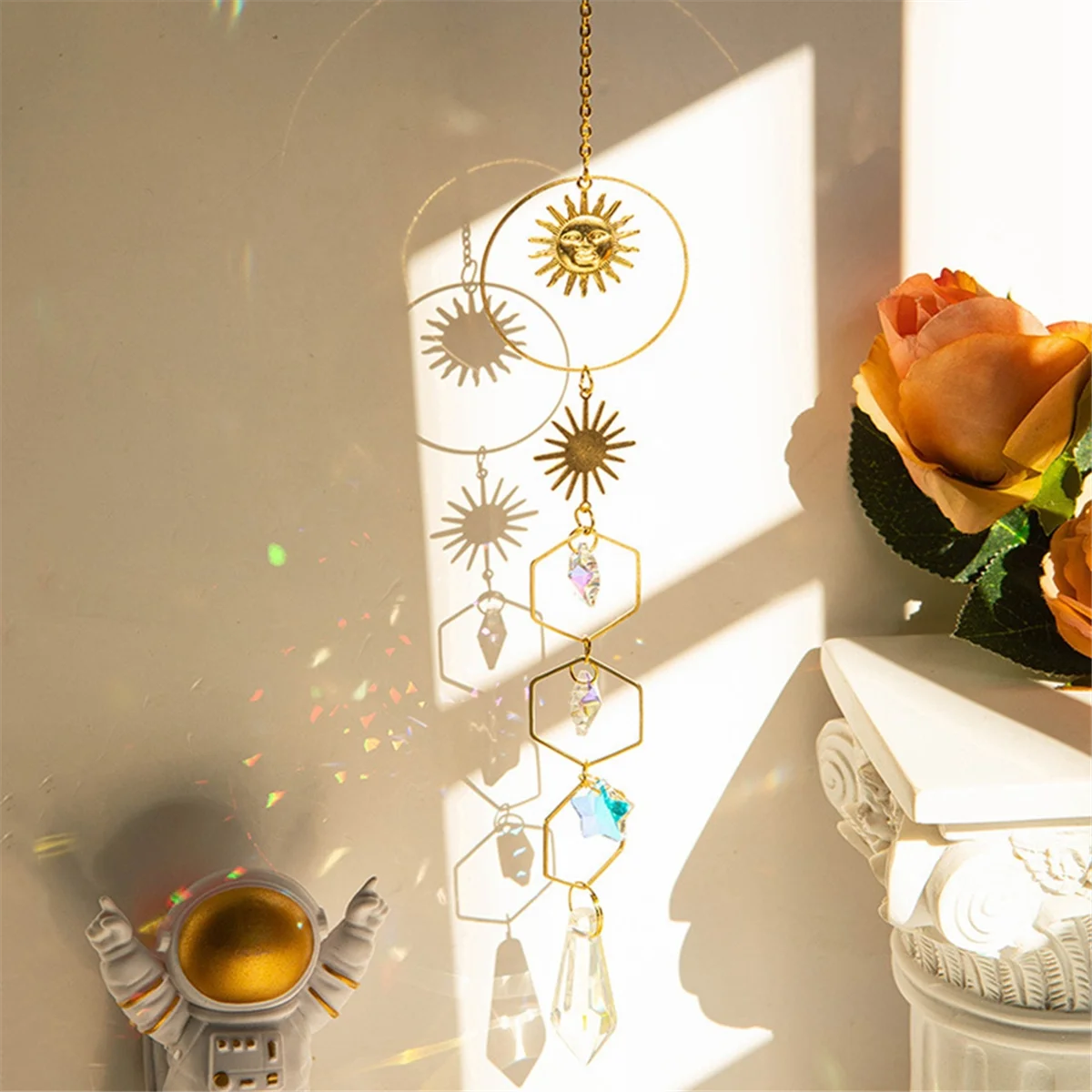 Crystal Sun Catcher Star Moon Pendant Bedroom Window Decoration Crystal PendantJAS