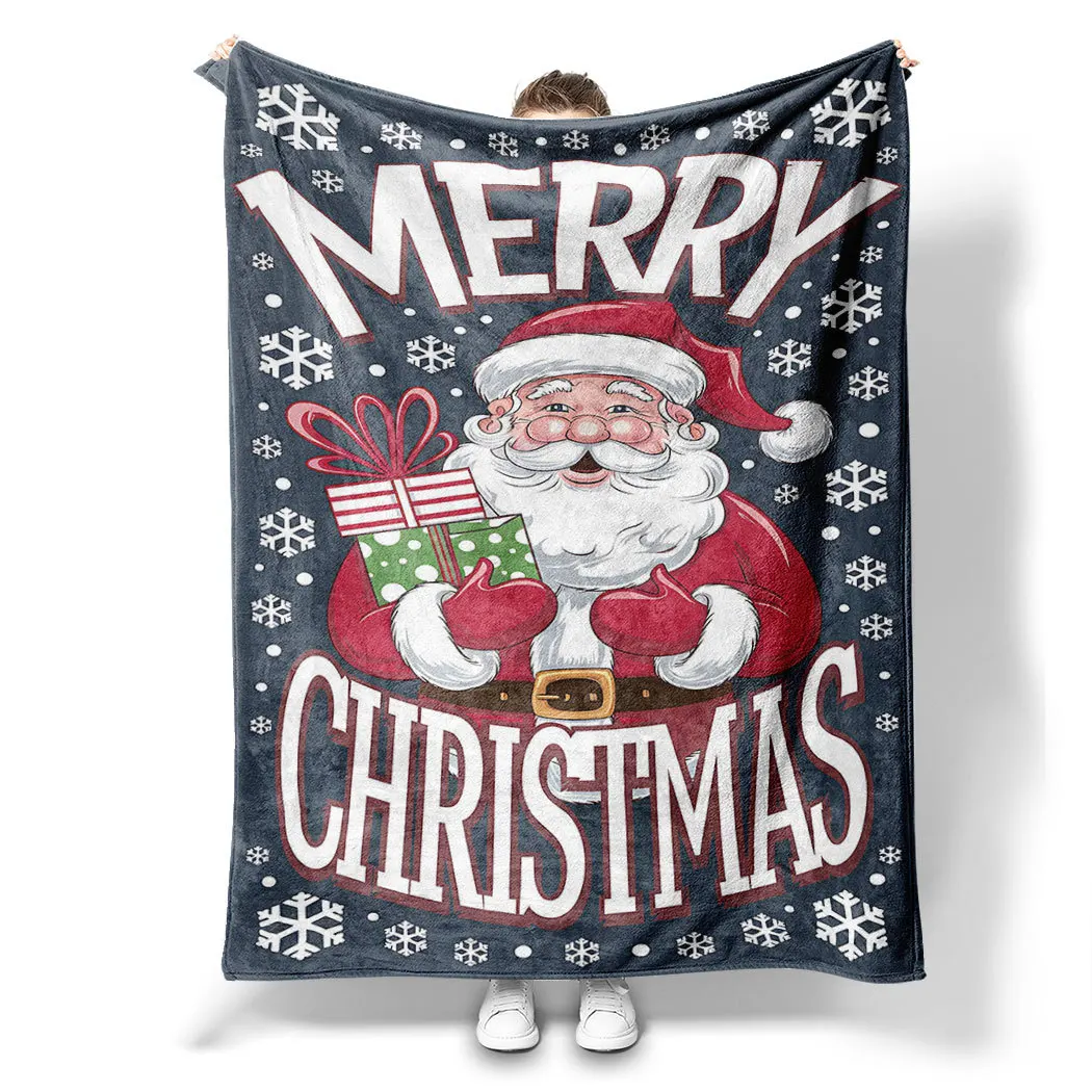 

Santa Claus snowflake pattern Printed Blanket for Sofa Bed Travel Camping Living Room Office Conditioning Blanket