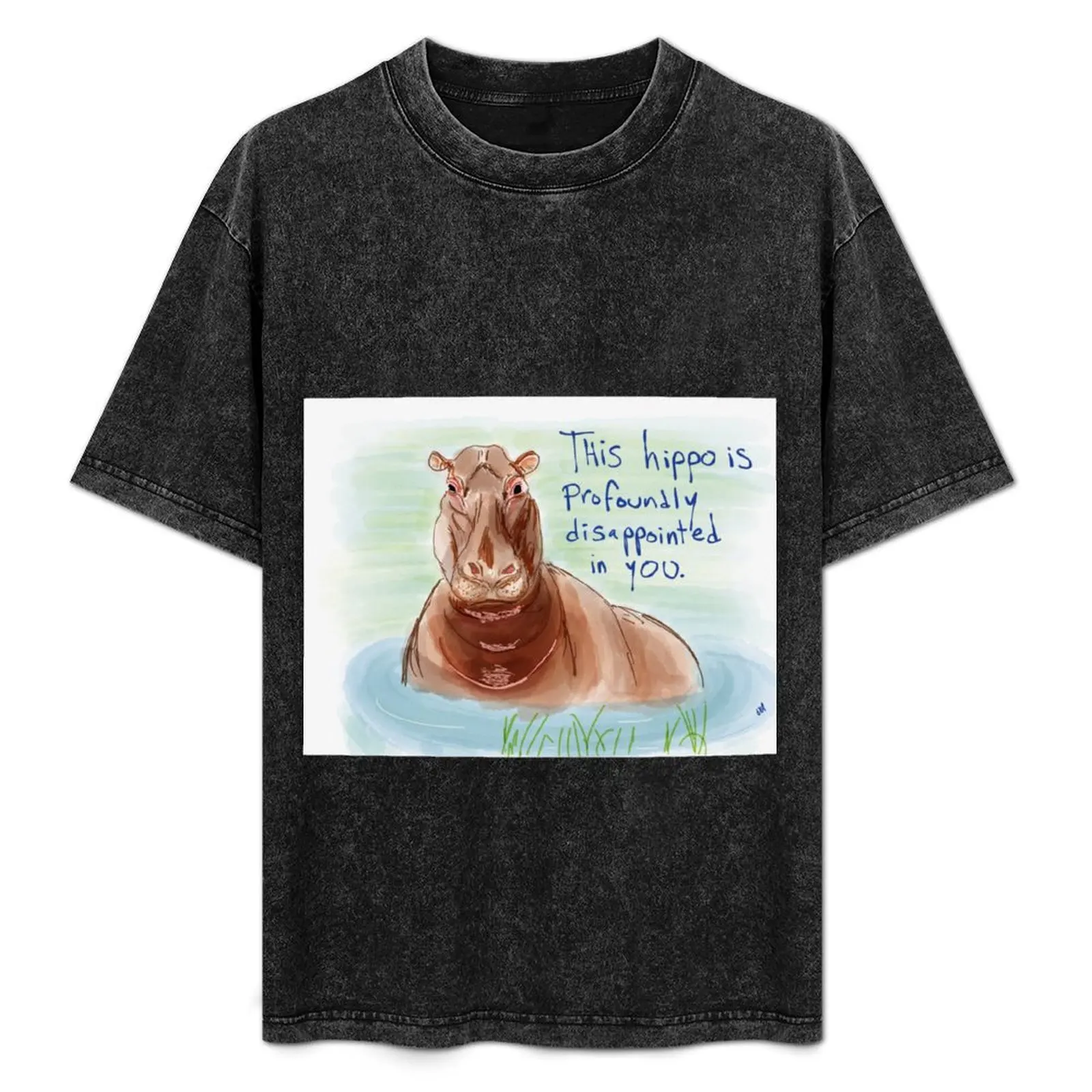 Disappointed Hippo T-Shirt Top décontracté à manches courtes pour Noël