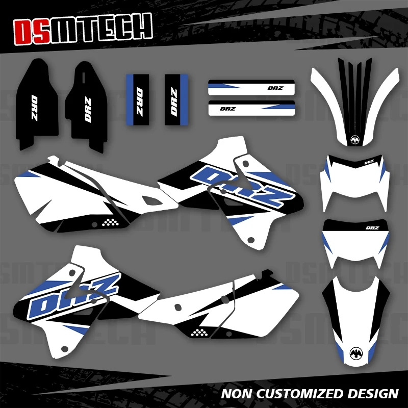 

DSMTECH For SUZUKI DRZ400 SM S E DRZ 400 SM S E 2000-2020 Full Graphics Decals Stickers Motorcycle Background Custom Number 010