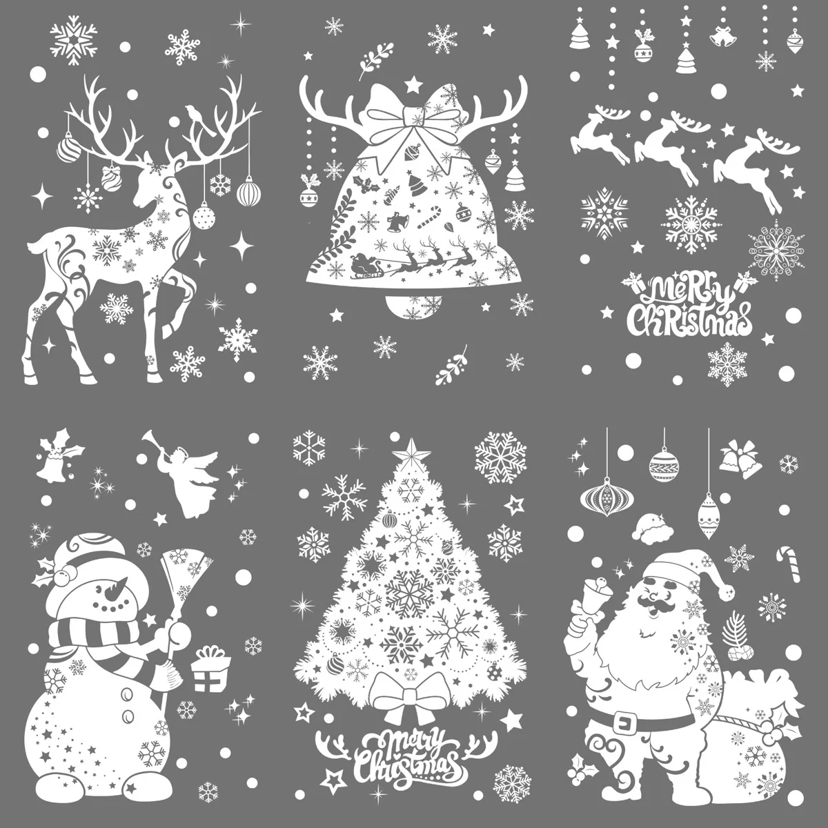 Christmas Elk Snowman Window Stickers Christmas Shopping Mall Glass Window Decorations Merry Christmas Static Mirror Stickers