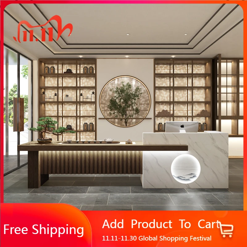 

Unique Beauty Reception Desks Modern Shelves Company Best Desks Minimalist Design Display European Escritorio Lounge Furniture