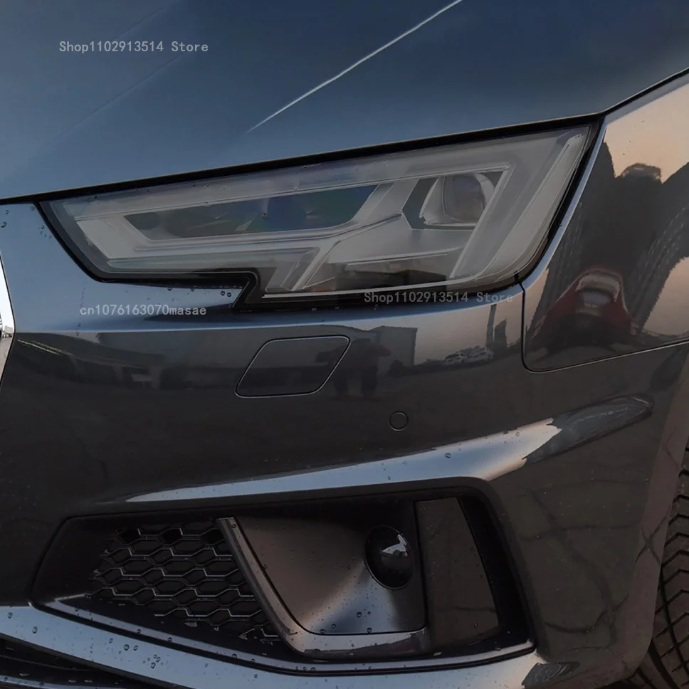 For Audi A4 B8 B9 2016-2020 Accessories Car Headlight Protective Film Headlamp Restoration Transparent Black TPU Repair Sticker