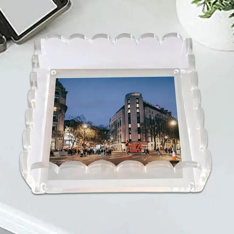 Fan-shaped acrylic tray Magnetic pad Decorative photo frame desktop storage tray Necklace ring key storage tray