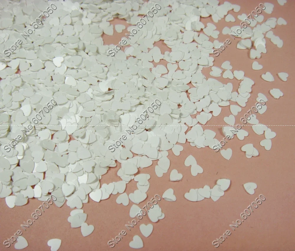 30g 3mm Matte White Color Heart Shape nail Glitter Paillette Spangles Solvent Resistant for nail polish Art Decoration