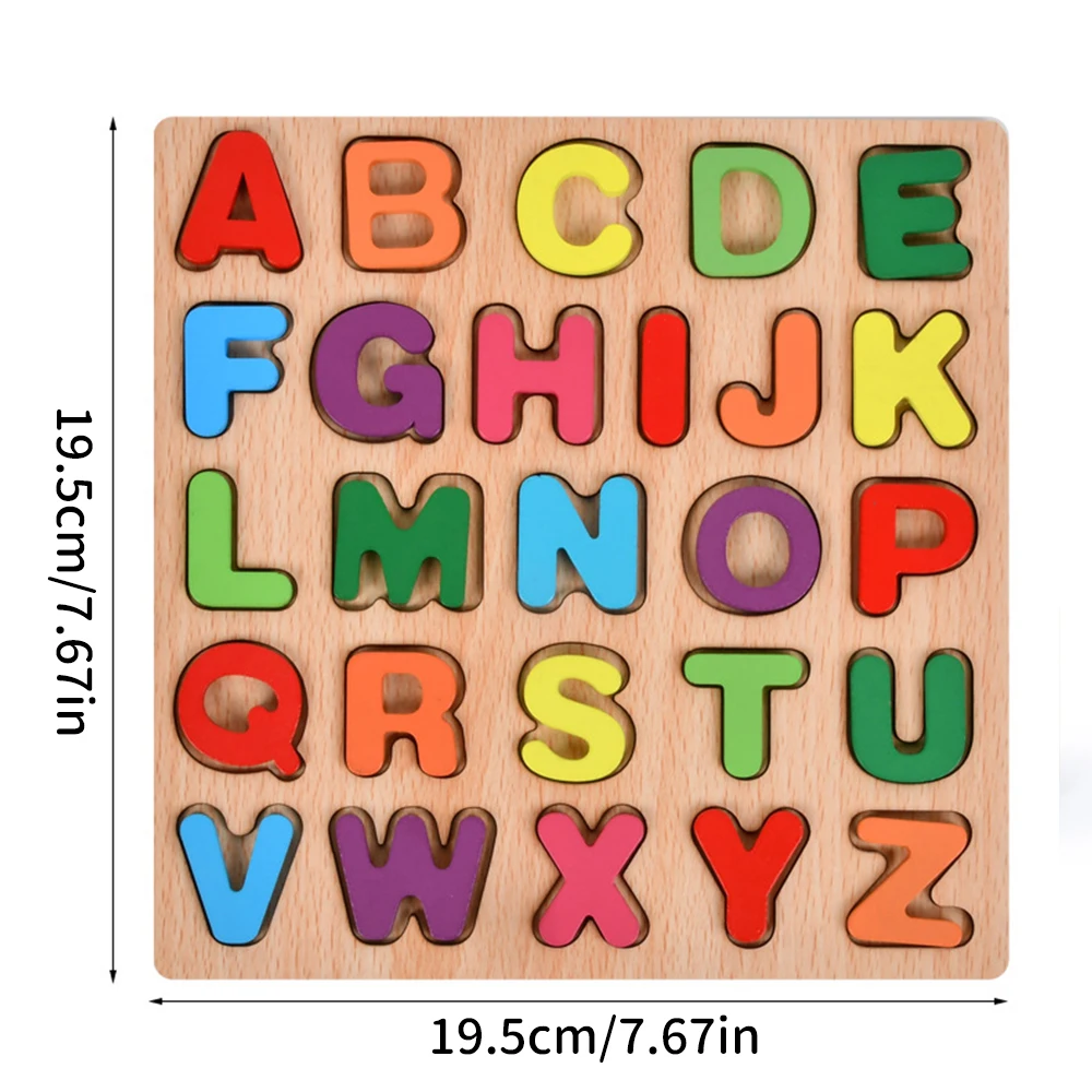 Puzzle in legno con numeri alfabetici colorati Giocattolo per bambini Montessori Giocattoli educativi precoci per bambini Gioco di abbinamento intelligente Regalo per bambini