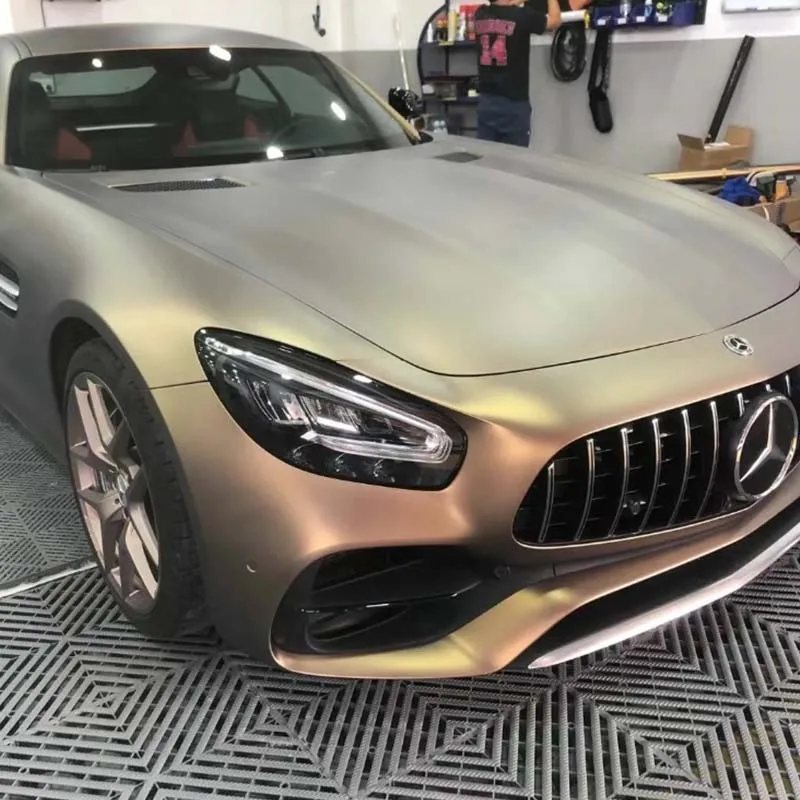 ฟิล์มหุ้มรถยนต์สีทองเมทัลลิกแบบด้าน ขนาด 5 ฟุต * 59 ฟุต  แบบปล่อยอากาศ ป้องกันรอยขีดข่วน ติดตั้งง่ายแบบแห้ง