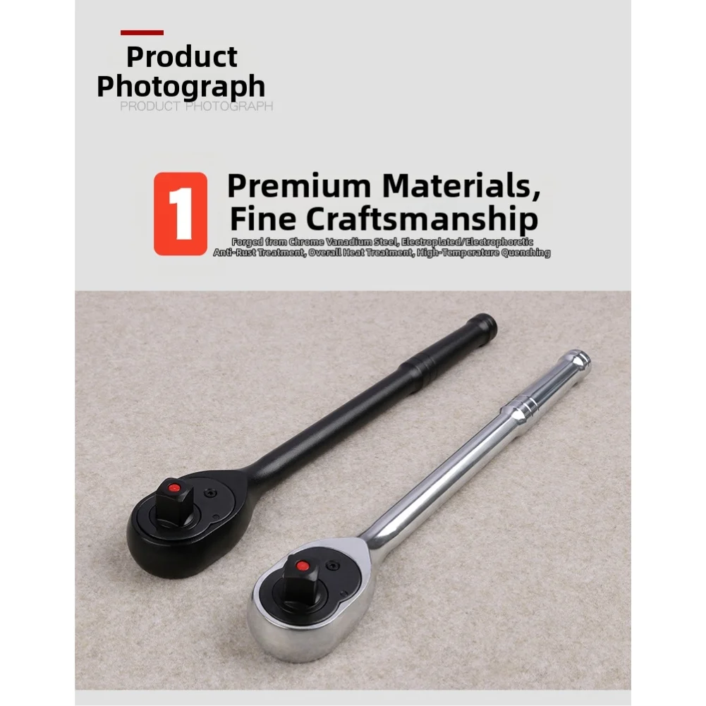 

72 Tooth Ratchet Socket Wrench Set 3pcs with Ergonomic Hoisting Handle and Adjustable Reversible Ratchet Switch