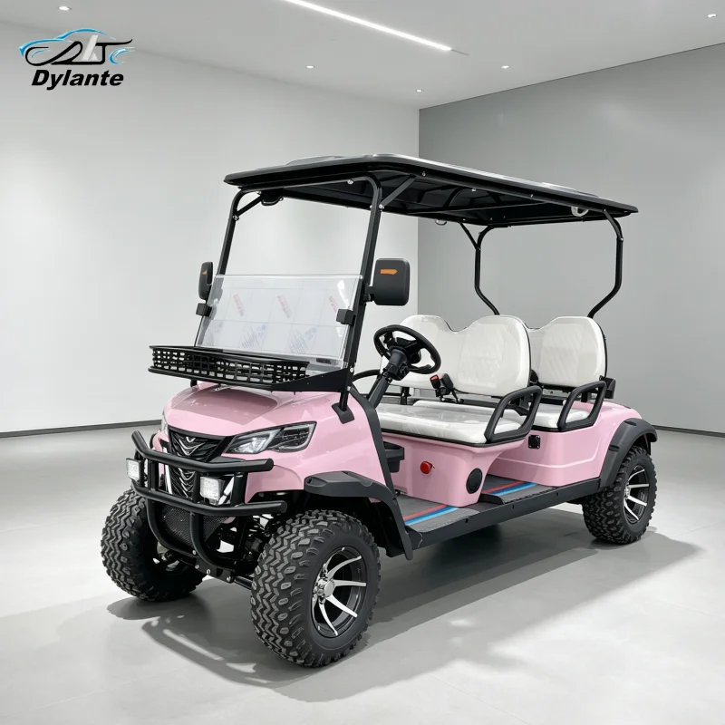 Practical 4 Seat Electric Golf Cart Off Road Buggy Complete Windshield And Roof 72V Lithium Battery Lift Electric Golf Cart