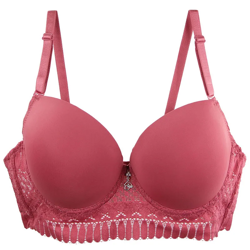 DaiNaFang Reggiseni push up sexy con bordo in pizzo francese con fiocco DE Cup Intimo Rosa Viola Blu Rosso Nero Lingerie taglie forti