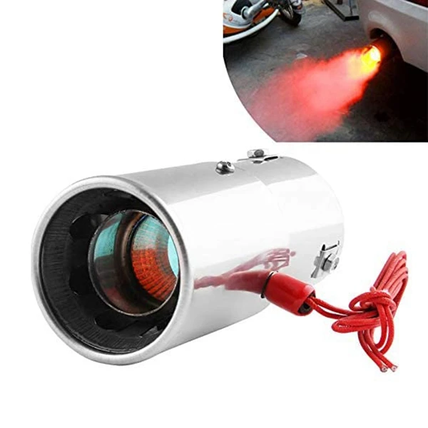 Straight Exhaust Muffler Tip Pipe with LED Light Universal Vehicles Bolt-on to Car Modified Single Outlet Tail Throat