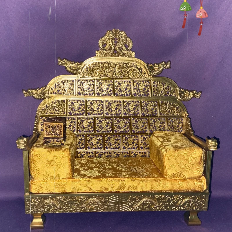 

Kunlun Toys 1/6 Old Vintage The Chinese Emperor Dragon Chair Model Gold Paint Carved Throne Fit 12'' Action Figure Doll Scenes