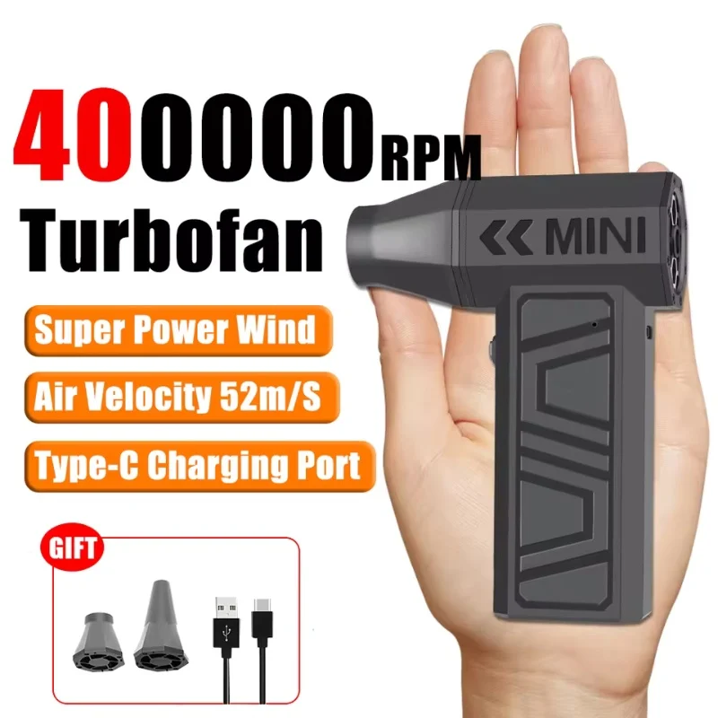 

Upgrade 400000RPM Powerful Blower Vacuum Dust Cleaner Violent Fan Type-C Charging Strong Winds 52m/s Brushless Turbo Jet Blower