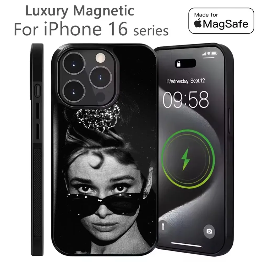 

A-Audrey H-Hepburn Phone Case For iPhone 16,15,14,13,12,11,Plus,Pro,Max Mini Magsafe Magnetic Wireless Charging