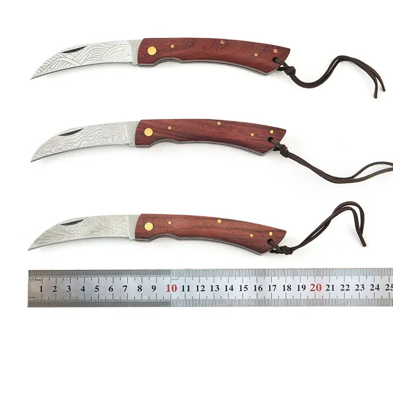 Modello laser 3CR13 Coltello a lama pieghevole in acciaio inossidabile Coltelli da tasca con manico in palissandro da campeggio all'aperto Strumento manuale per la sopravvivenza