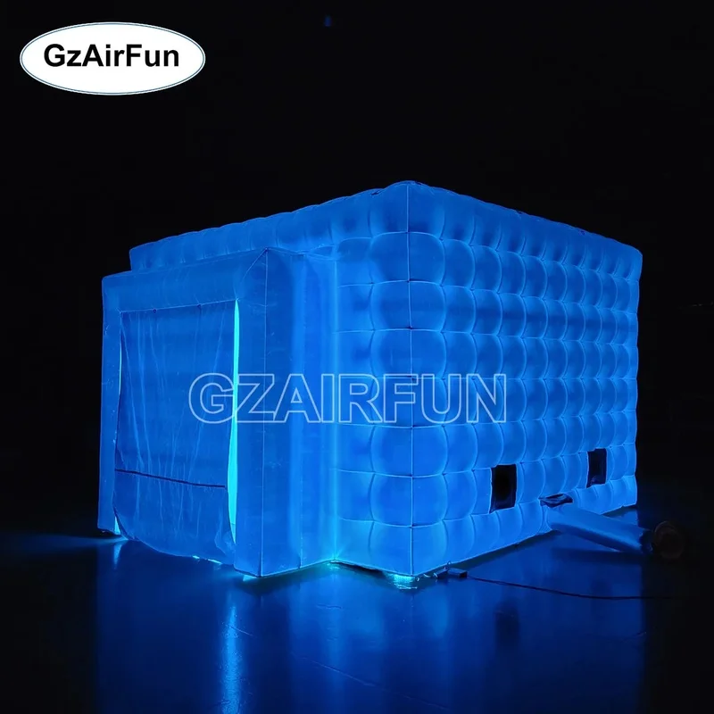 Custom Oxford Cloth Inflatable Igloo Cube Tent with LED Lights, Suitable for Weddings, Festivals, Events, and Parties.