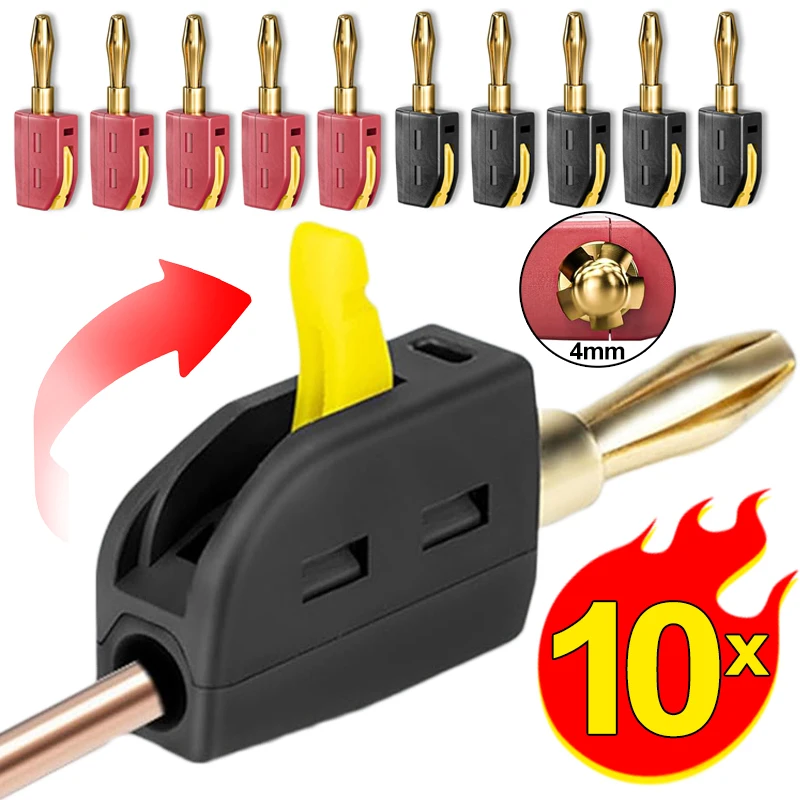 

4mm No Solder Wire Connector High Current 32A Banana Plug Electrical Test Block Power Testing Instrument Plug Musical Speaker