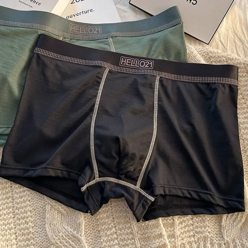 

4 pcs Men's Underwear Solid Colors Boxer Shorts Breathable Hombre Panties Sexy Sports Underpants Antibacterial Male Briefs