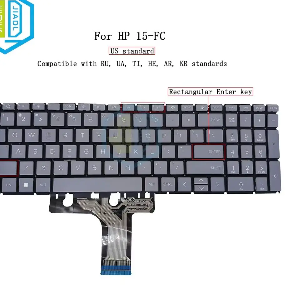 HP 15-FC Keyboard Replacement US English