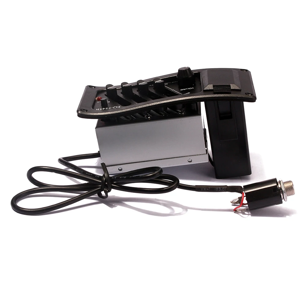 

Acoustic Guitar Pickup 4 Band EQ Preamp Amplifier System for Folk Guitars 25mm Plug Wire Included Easy Assembly Under Saddle
