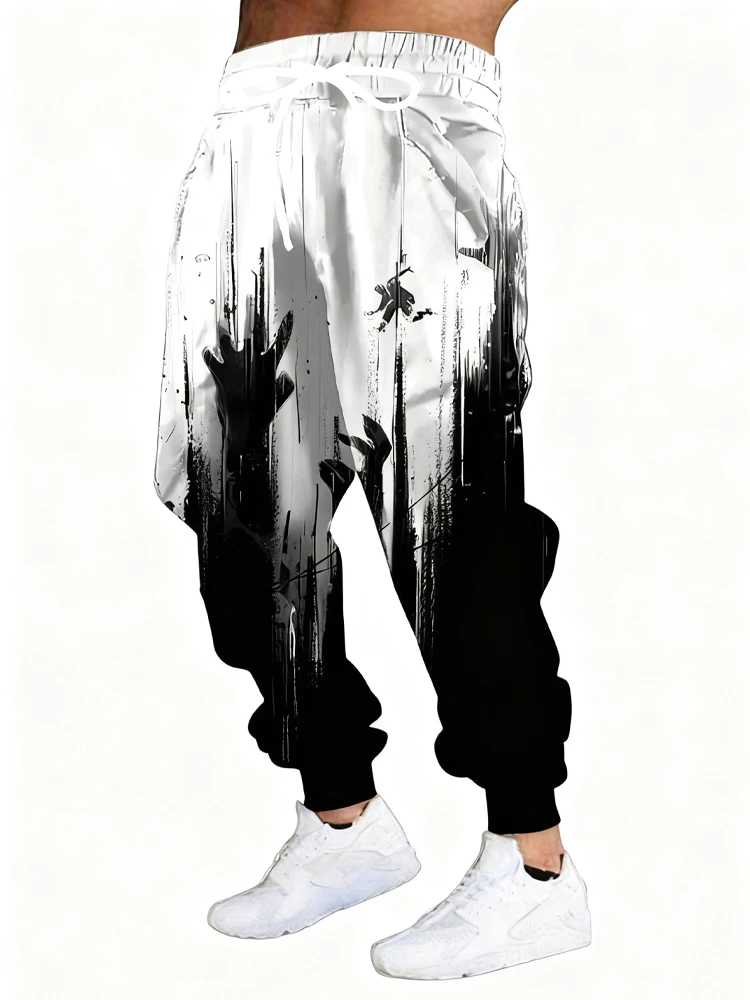 

Новые мужские повседневные брюки с 3D принтом зомби, уличные дышащие спортивные брюки, стильные уличные брюки на шнурке, мужские брюки с манжетами