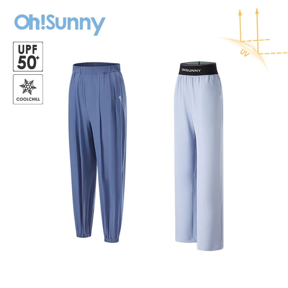 

OhSunny Women Outdoor Sun Protection Wide Leg Pants 2024 New Fashion Anti-UV UPF50+ Casual Trousers Streetwear Loose Sportswear