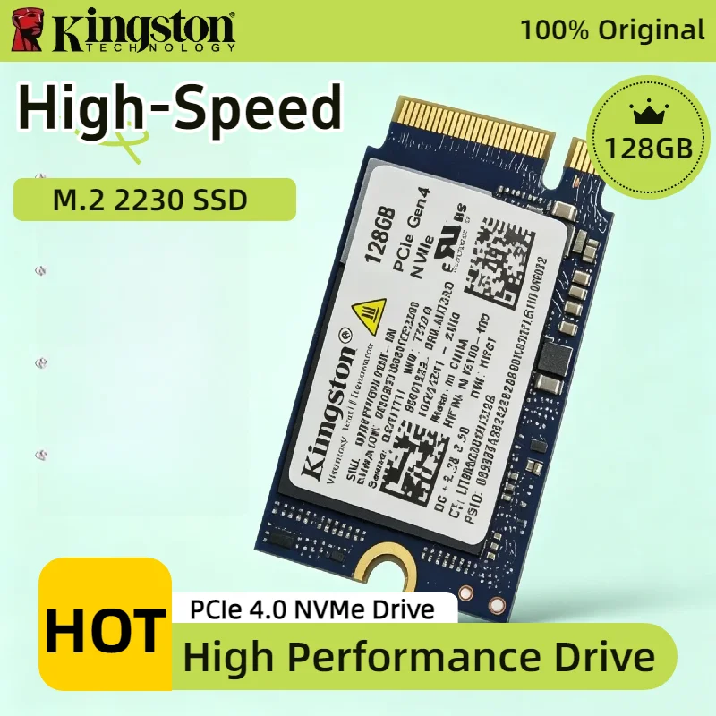 SSD Kingston 128GB M.2 2230 NVMe PCIe 4.0 Unidade de Armazenamento Interna de Alto Desempenho Pro Max Pacote OEM