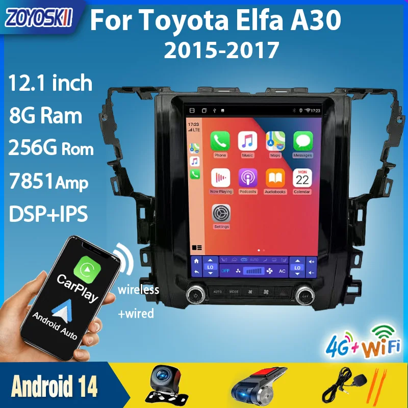 

ZOYOSKII 12.1" Android Auto Screen for TOYOTA Elfa A30 2015-2017 Multimedia Car Radio GPS Navigation Carplay Multimedia player