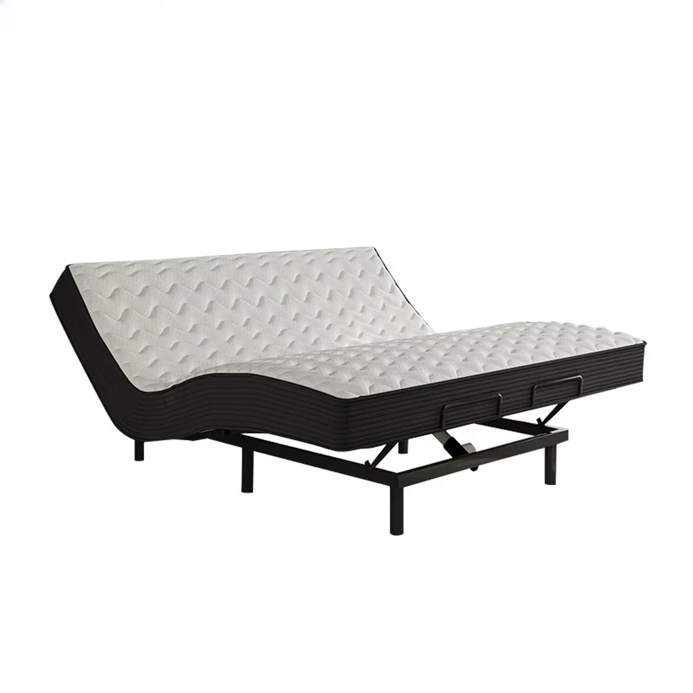 Frame Durable Foam Mattress Foldable Head Foot  Bedroom Dividable Extendable Adjustable 2-Motor Electric King Size Metal Bed