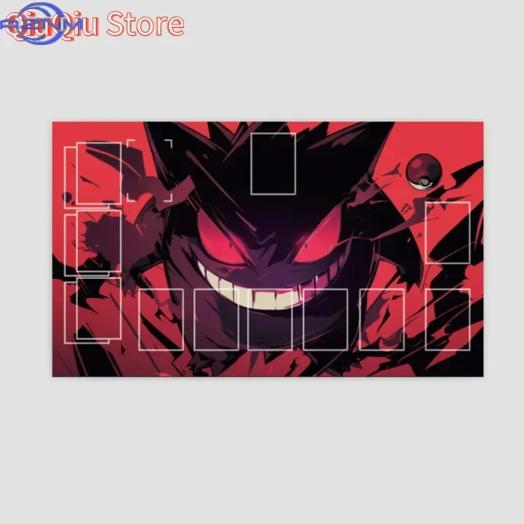 Graffiti Style Gengar TCG Playmat, PTCG Trading Card Game Battle Mat with Card Zones