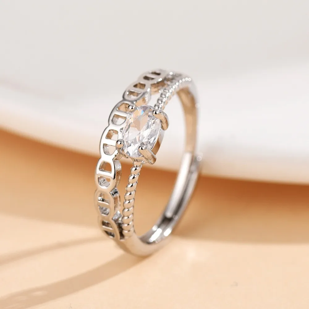 

Fashionable commuting Moissanite ring, double-layer niche hollowed-out versatile ring, women's light luxury MYE-60