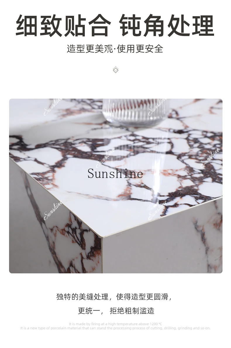 طاولة قهوة مستديرة من الرخام الطبيعي طاولة شاي فنية إيطالية بسيطة FT #6